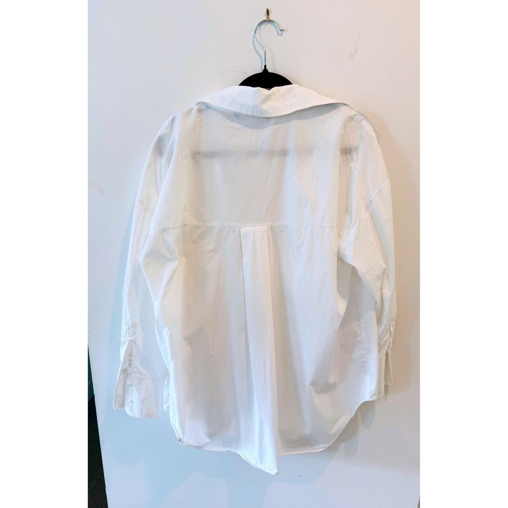 Zara Basic White Oversized Button Down Shirt Long Sleeve Cotton Poplin Large - Picture 3 of 12